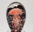 Glasobjekt Qualle rot mit LED Licht